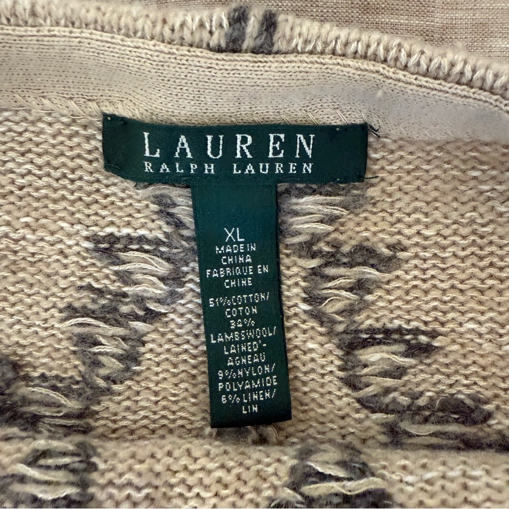 Lauren Ralph Lauren Aztec PrintCotton Wool Sweater Size XL - Picture 8 of 9